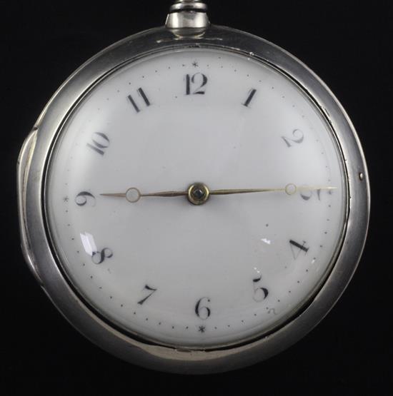 A late 18th century silver pair cased keywind verge pocket watch by Daniel Gill, Rye,